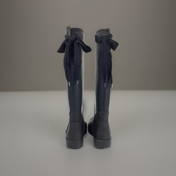 Coach Tristee Black Matte Knee High Lace Up Lined Rain Boot, Size 7, Feminine - Picture 6 of 8